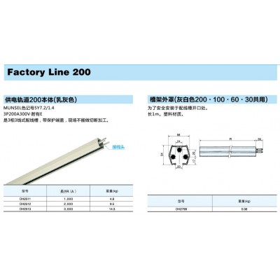 供電軌道200A本體（乳灰色）DH25系列